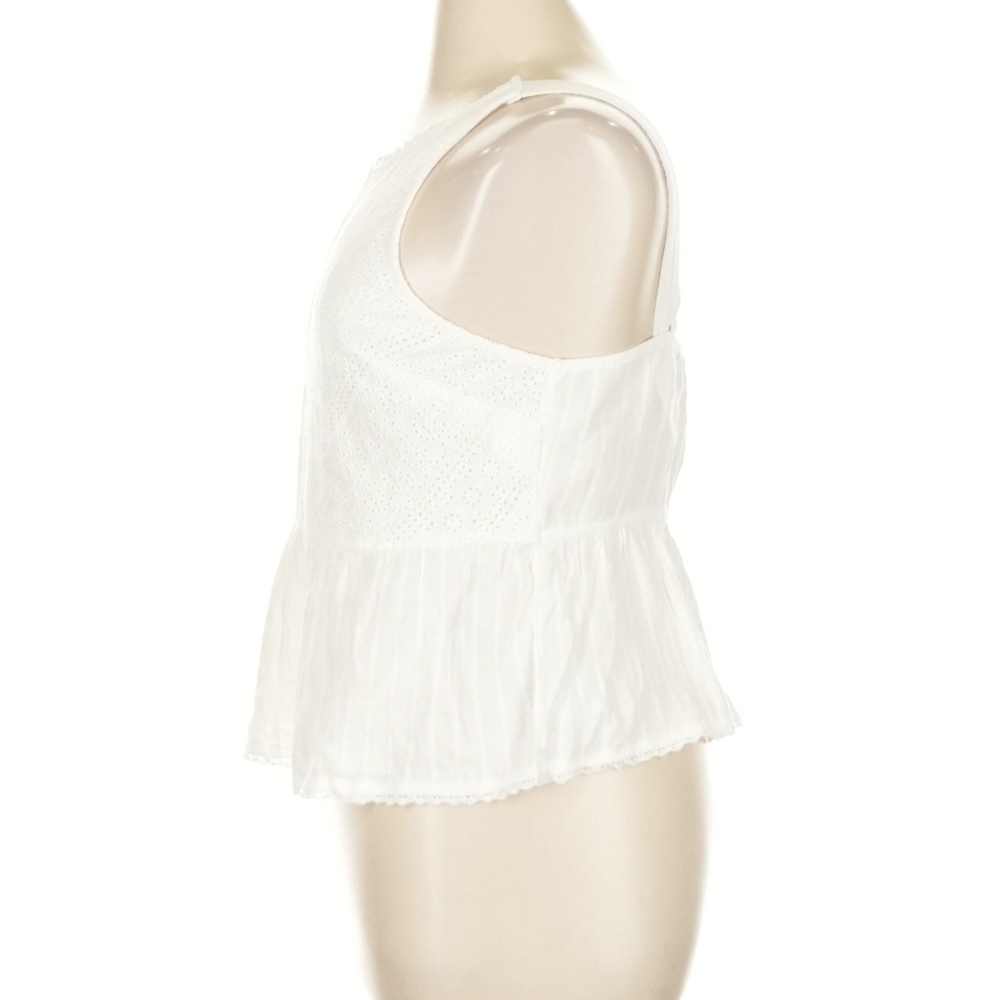 White Eyelet Peplum Lace Tank Top - Picture 4 of 7